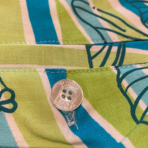 Lilly Pulitzer Vtg Fish Print Crop Pant Womens Size 10 Green Blue Funky Retro - Picture 8 of 8